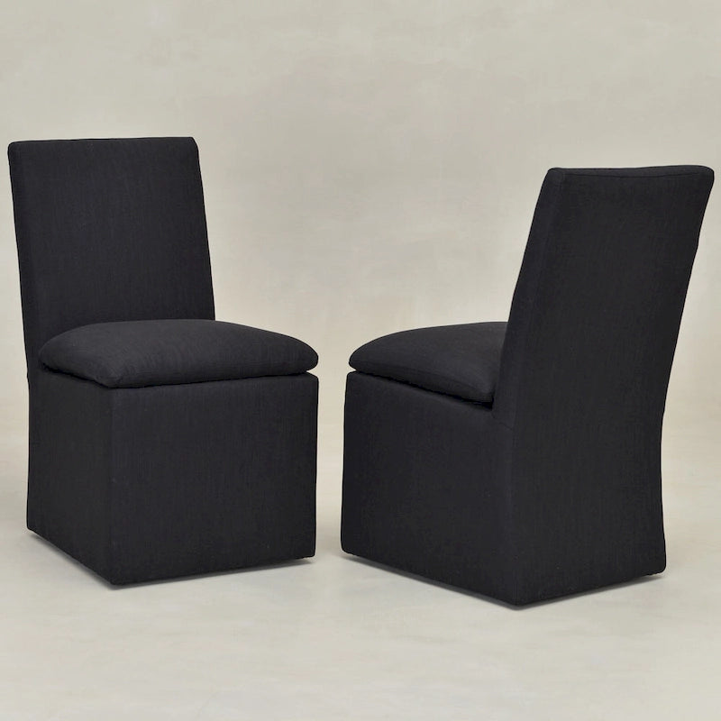 Sedia da pranzo imbottita con rotelle Mocha/Indaco/Grigio Chiaro/Avorio/Nero/Bianco, set da 2