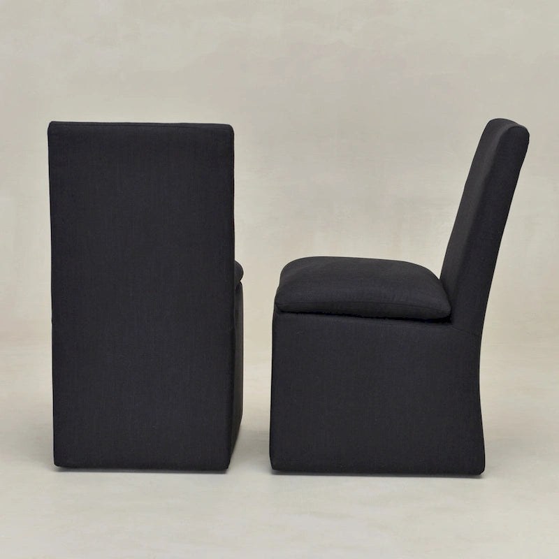 Sedia da pranzo imbottita con rotelle Mocha/Indaco/Grigio Chiaro/Avorio/Nero/Bianco, set da 2