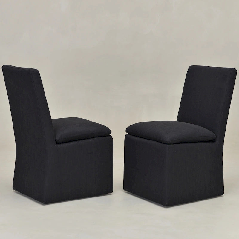 Sedia da pranzo imbottita con rotelle Mocha/Indaco/Grigio Chiaro/Avorio/Nero/Bianco, set da 2