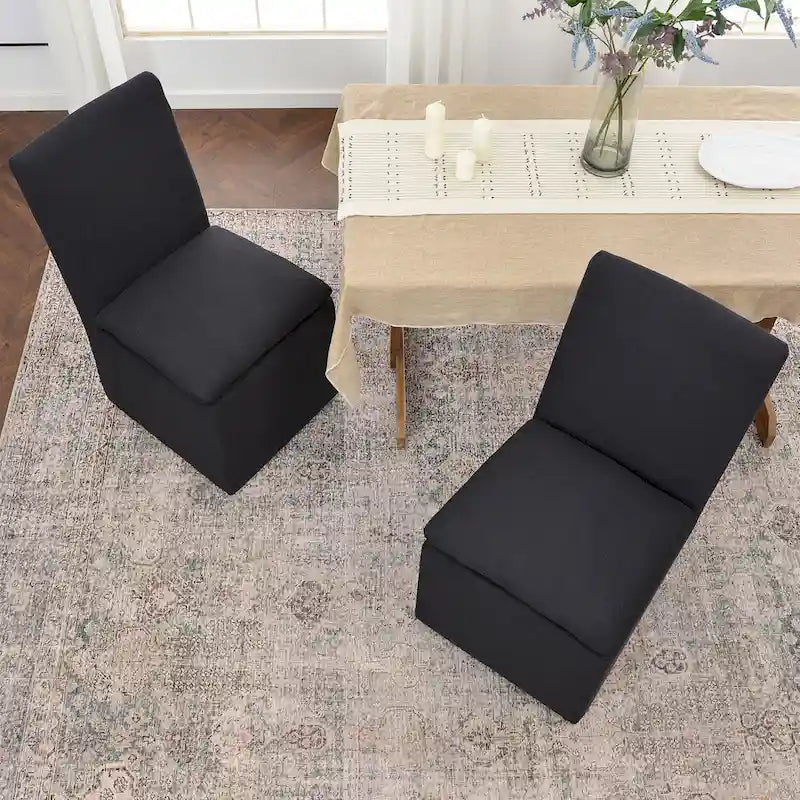 Sedia da pranzo imbottita con rotelle Mocha/Indaco/Grigio Chiaro/Avorio/Nero/Bianco, set da 2