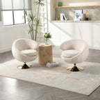Poltrona a botte girevole a 360° in velluto con pouf, set da 2 – Blu navy / Verde oliva / Beige / Grigio / Rosso rosato