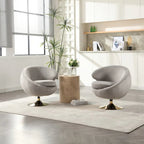 Poltrona a botte girevole a 360° in velluto con pouf, set da 2 – Blu navy / Verde oliva / Beige / Grigio / Rosso rosato