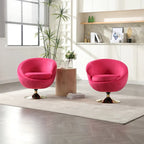 Poltrona a botte girevole a 360° in velluto con pouf, set da 2 – Blu navy / Verde oliva / Beige / Grigio / Rosso rosato