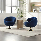 Poltrona a botte girevole a 360° in velluto con pouf, set da 2 – Blu navy / Verde oliva / Beige / Grigio / Rosso rosato