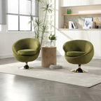 Poltrona a botte girevole a 360° in velluto con pouf, set da 2 – Blu navy / Verde oliva / Beige / Grigio / Rosso rosato