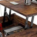 Marrone rustico / Rovere grigio / Nero / Noce | Tavolino da caffè con doppio piano sollevabile | 2 persone
