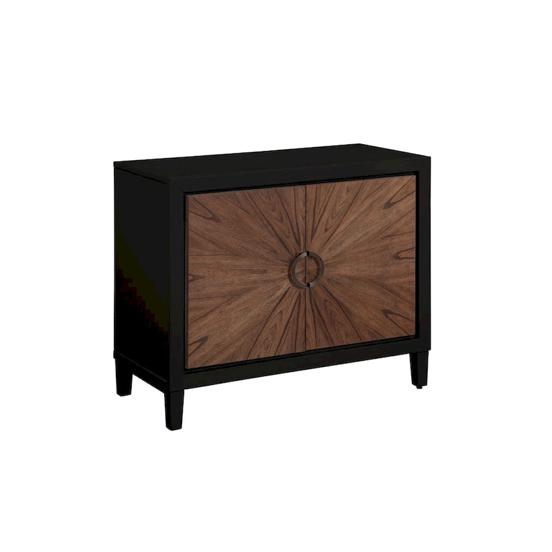 Cassettiera accentata in legno a 2 ante