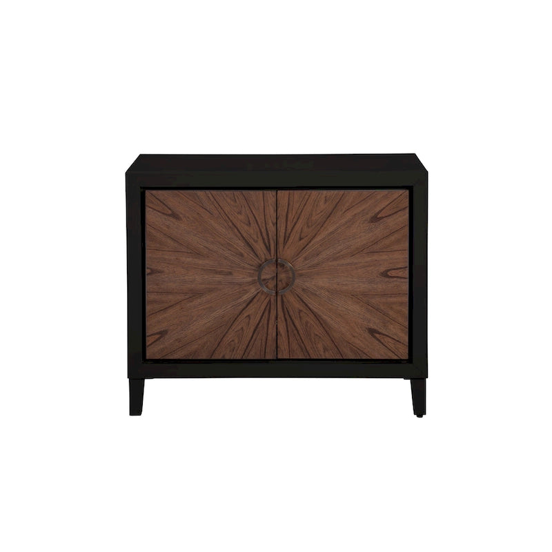 Cassettiera accentata in legno a 2 ante