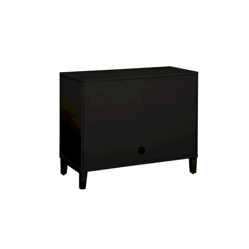 Cassettiera accentata in legno a 2 ante