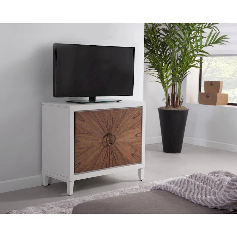 Cassettiera accentata in legno a 2 ante