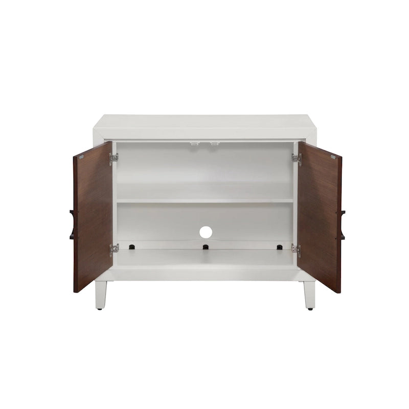 Cassettiera accentata in legno a 2 ante