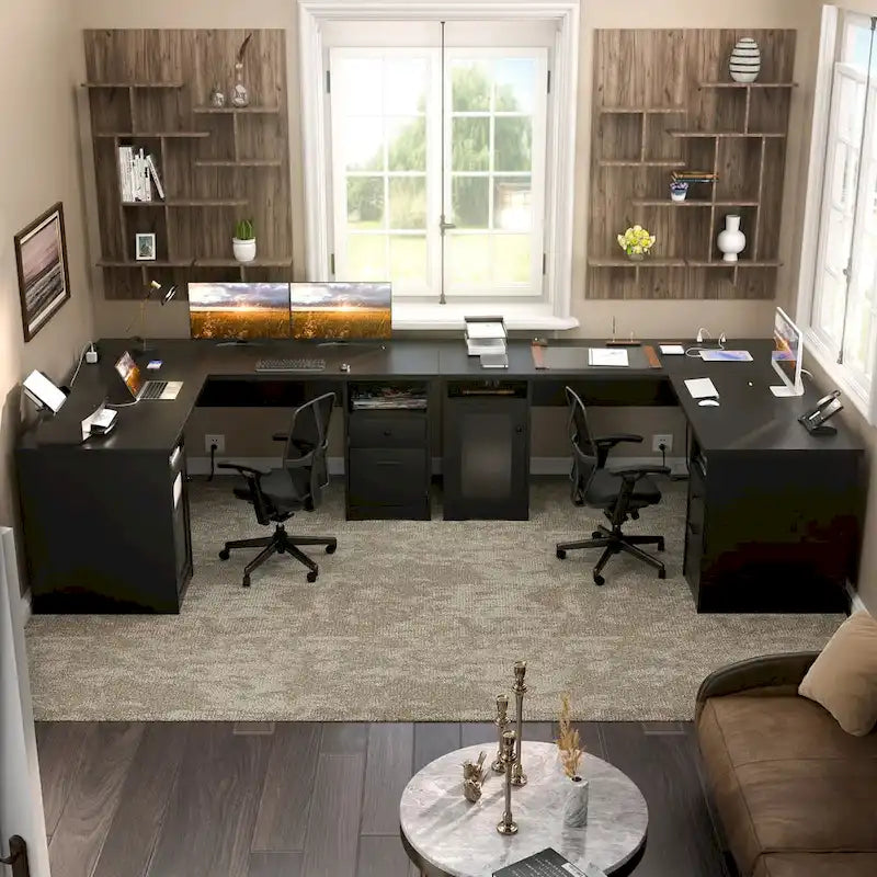 Scrivania a L con contenitore e ricarica – Rovere Grigio / Noce Grigio / Rovere Rosso / Nero / Marrone Rustico / Noce Enoch / Bianco, Singolo