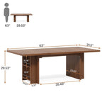 Scrivania Vintage Marrone da 160 cm con Ripiani Laterali, Singola