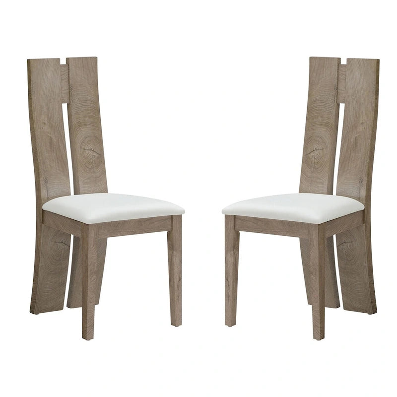 Set of 2 PU Upholstered Armless High Back Dining Chairs