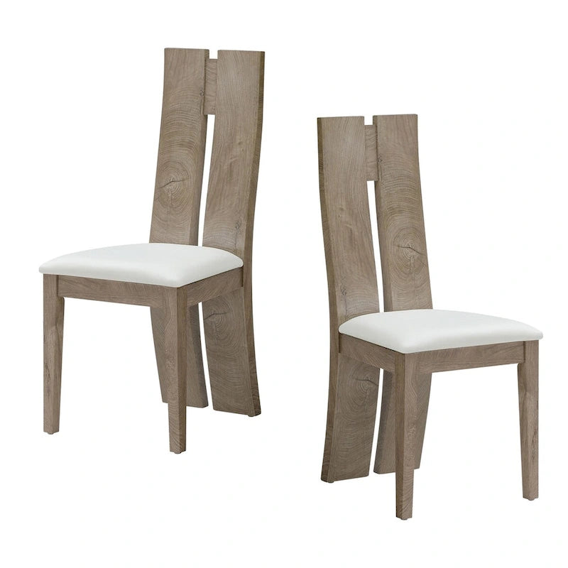 Sedia da pranzo senza braccioli marrone chiaro, set da 2