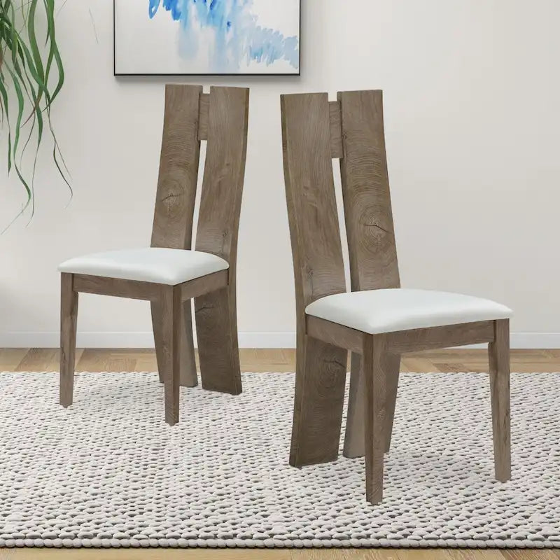 Sedia da pranzo senza braccioli marrone chiaro, set da 2