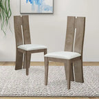 Sedia da pranzo senza braccioli marrone chiaro, set da 2