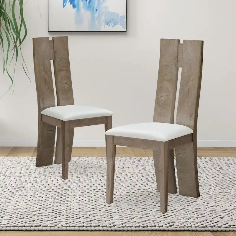 Sedia da pranzo senza braccioli marrone chiaro, set da 2
