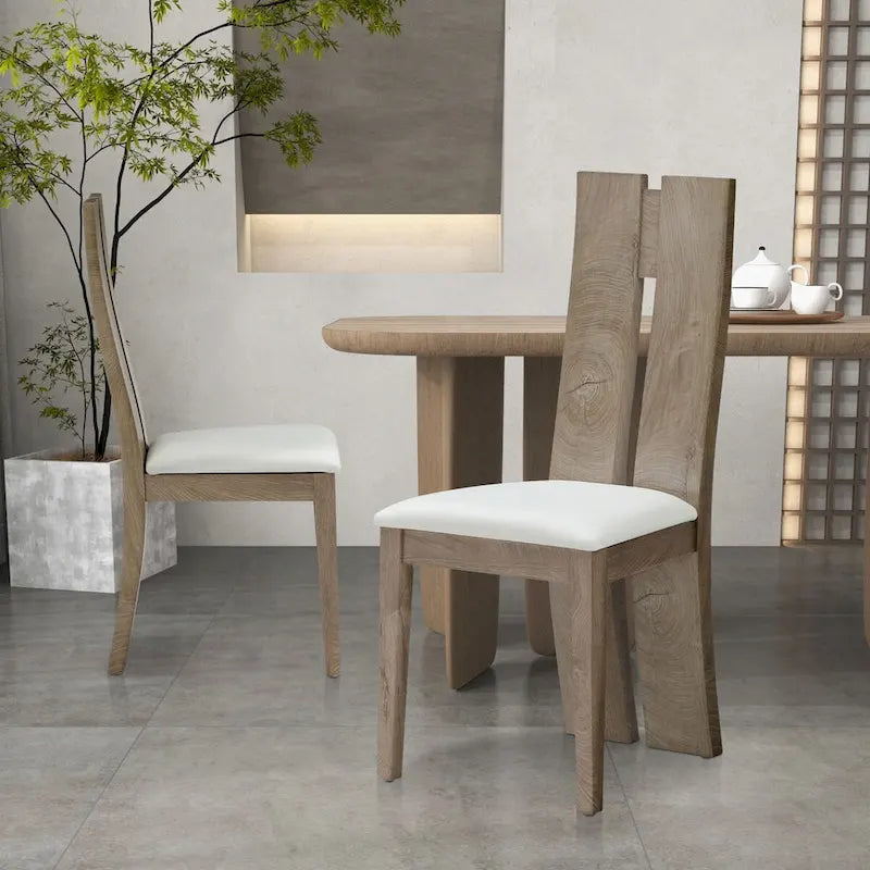Sedia da pranzo senza braccioli marrone chiaro, set da 2