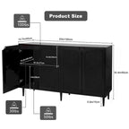 Credenza Nera in Rattan a 4 Ante, Stile Mid-Century Modern, Montaggio per 1 Persona