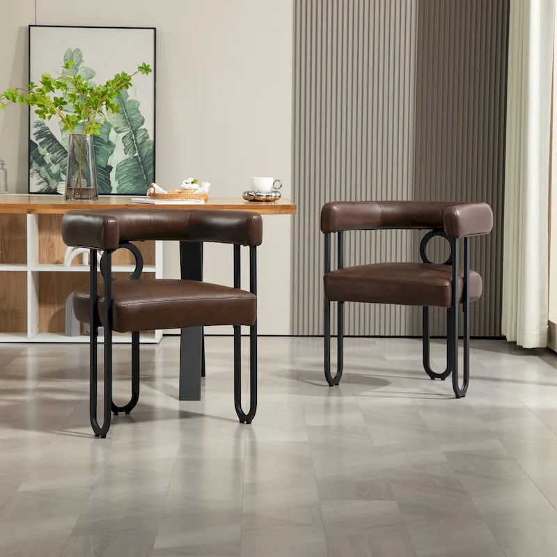 Sedie da pranzo imbottite con schienale arrotondato, set da 2 – Rosa / Marrone / Beige / Nero / Rosso / Grigio / Cuoio