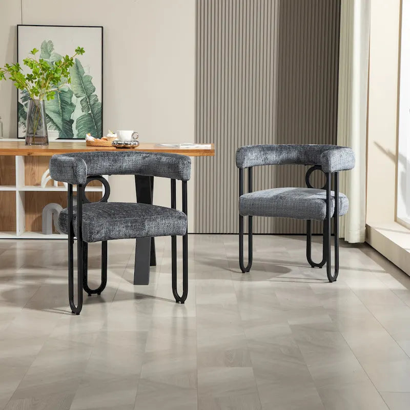 Sedie da pranzo imbottite con schienale arrotondato, set da 2 – Rosa / Marrone / Beige / Nero / Rosso / Grigio / Cuoio