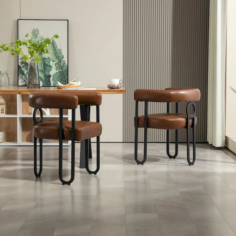 Sedie da pranzo imbottite con schienale arrotondato, set da 2 – Rosa / Marrone / Beige / Nero / Rosso / Grigio / Cuoio