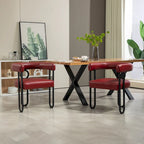Sedie da pranzo imbottite con schienale arrotondato, set da 2 – Rosa / Marrone / Beige / Nero / Rosso / Grigio / Cuoio