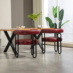 Sedie da pranzo imbottite con schienale arrotondato, set da 2 – Rosa / Marrone / Beige / Nero / Rosso / Grigio / Cuoio