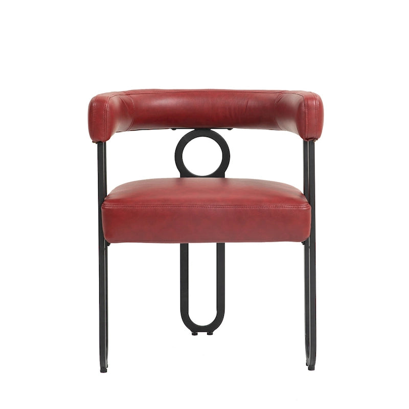 Sedie da pranzo imbottite con schienale arrotondato, set da 2 – Rosa / Marrone / Beige / Nero / Rosso / Grigio / Cuoio
