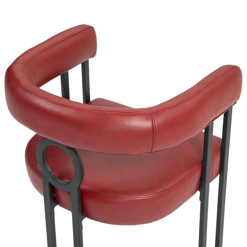 Sedie da pranzo imbottite con schienale arrotondato, set da 2 – Rosa / Marrone / Beige / Nero / Rosso / Grigio / Cuoio