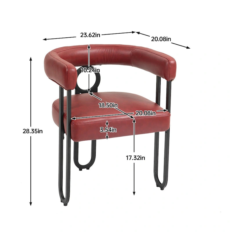 Sedie da pranzo imbottite con schienale arrotondato, set da 2 – Rosa / Marrone / Beige / Nero / Rosso / Grigio / Cuoio