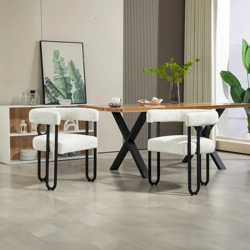 Sedie da pranzo imbottite con schienale arrotondato, set da 2 – Rosa / Marrone / Beige / Nero / Rosso / Grigio / Cuoio