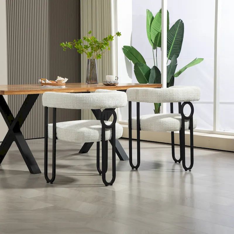 Sedie da pranzo imbottite con schienale arrotondato, set da 2 – Rosa / Marrone / Beige / Nero / Rosso / Grigio / Cuoio